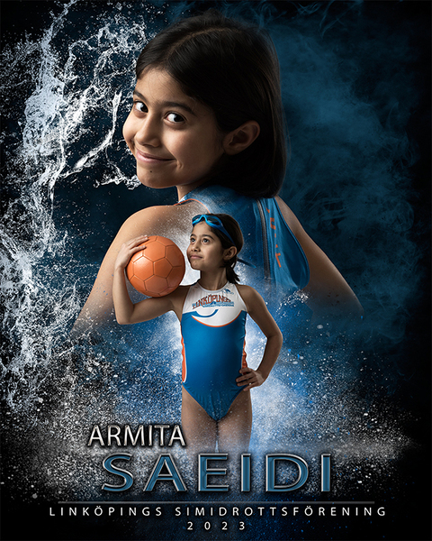 Sportporträtt med Armita som spelar vattenpolo i LSF